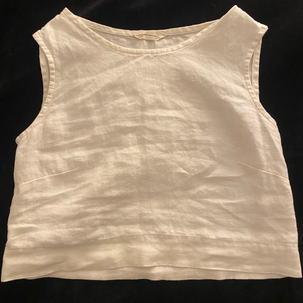 Elizabeth Suzann Petra crop in ivory white linen